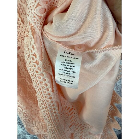 Lulus Dress Womens L Pink Embroidered Crochet Keyhole Ruffles Shift Cottage - Picture 4 of 11